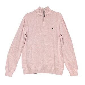 Rodd & Gunn Mens L Merrick Bay Quarter Zip Pullover Sweater Pink Woodrose Cotton